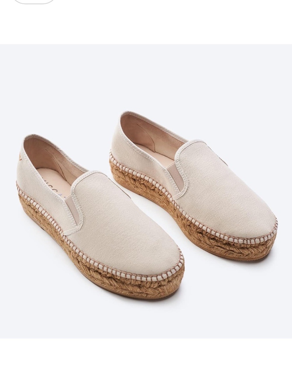 Viscata Barcelona Platform Espadrilles Beige Organic Canvas Spain Size 10/41